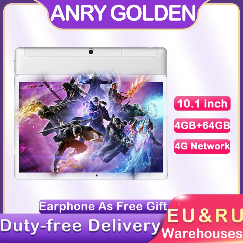 

ANRY 10 inch Android Tablet 4GB RAM 64GB ROM Bluetooth 4G LTE Dual Sim Phone Call WiFi Bluetooth 10.1'' Tablets PC GPS Tab
