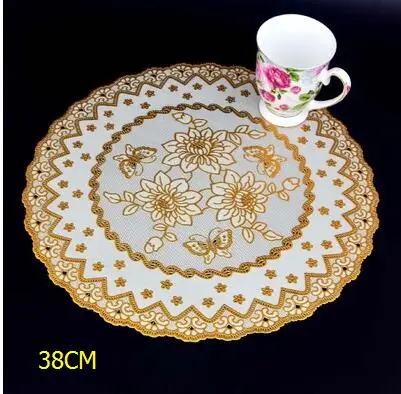 6pcs 6 шт. бронзовые кружева ПВХ коврик для столового стола Золотой подстаканник водонепроницаемый изоляционный коврик посуда принадлежности для ресторанов - Цвет: 6pcs