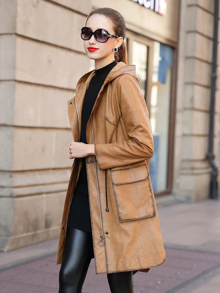 Женская ветровка из натуральной овечьей кожи Tajiyane куртка 100% шкуры одежда для