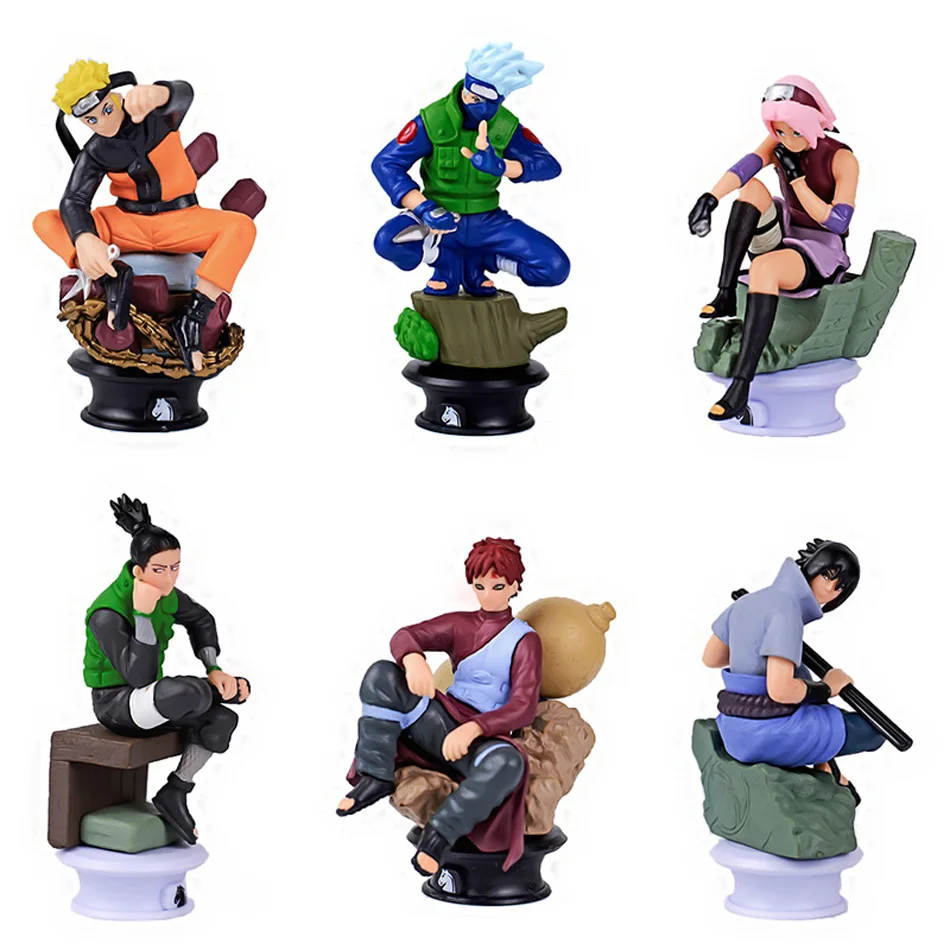 6pcs / Set Naruto Hokage Actionable Dolls Chess New Pvc Anime Hokage Sasuke Jiala Model Decoration Gift Toys For Children's