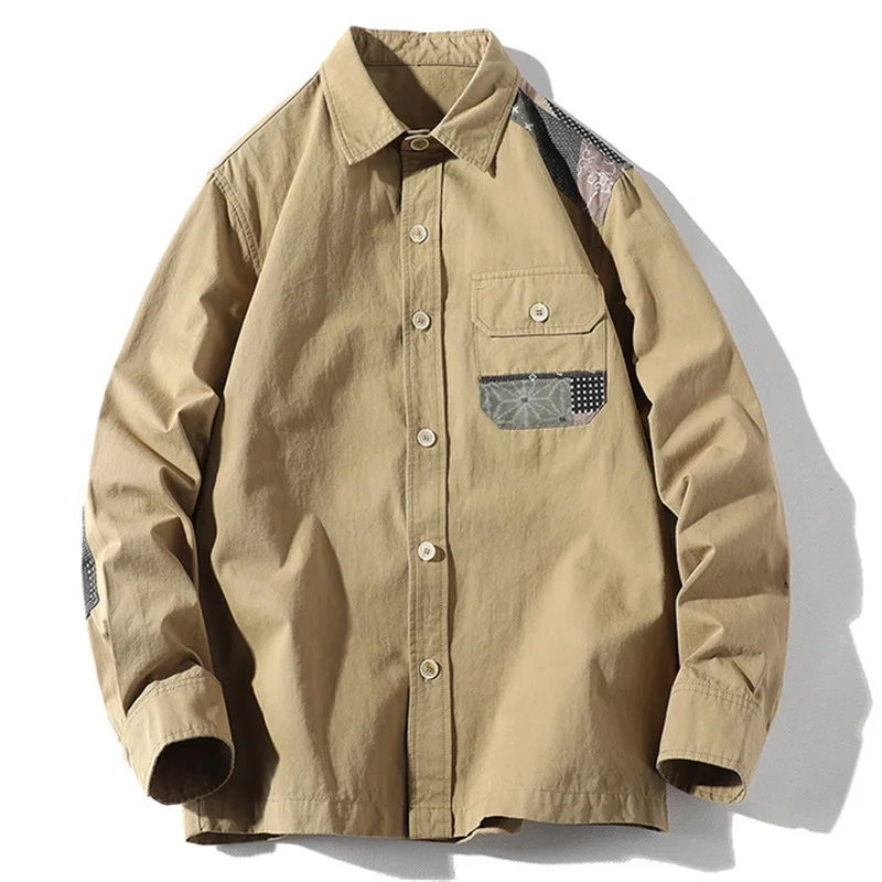 

MORUANCLE мужские повседневные брюки-карго рубашки Демисезонный с длинным рукавом тактическая верхняя одежда Размеры M-4XL в стиле пэчворк