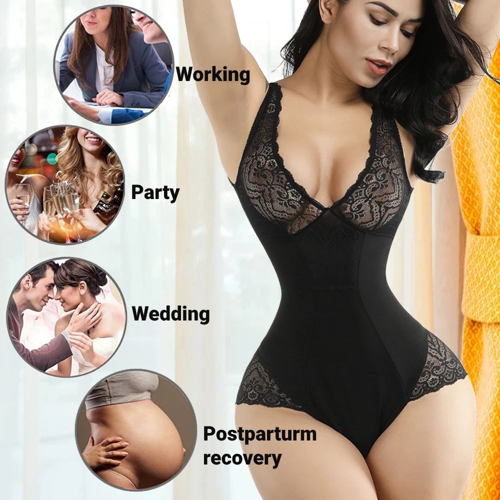 Женское корректирующее белье кружевное боди в стиле пэчворк сексуальное