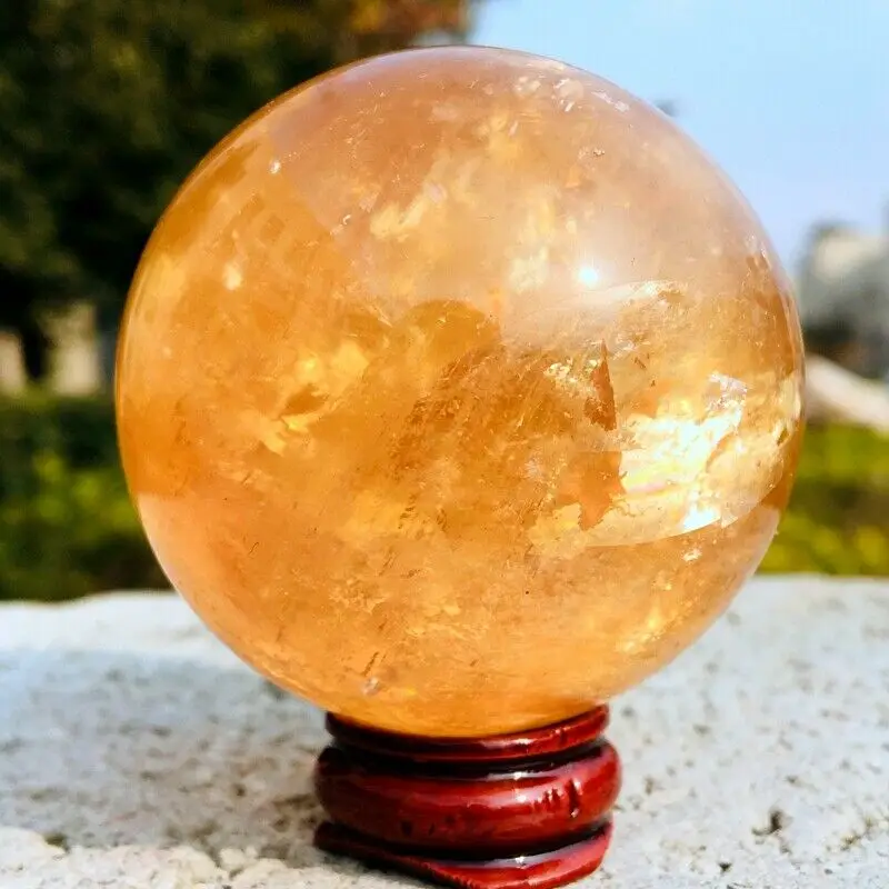 

Rare natural yellow calcite quartz ball crystal ball sample solidification