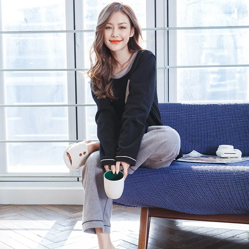 New Cotton Pajamas Women's Korean Version Home Wear Long Sleeve Nightwear Suit Sleepwear Set Loungewear Sleep Wear
