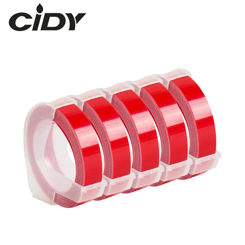 CIDY 5 шт. 3D тиснение 9 мм * 3 м красный цвет кассета для Dymo Xpress ручное этикеток DYMO 1610/1575