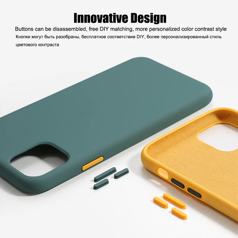 Contrast Color Case For iPhone 7 8 6 6s Plus 11 Original Liquid Silicone No Logo Shockproof Cover X Xs Pro Max XR |