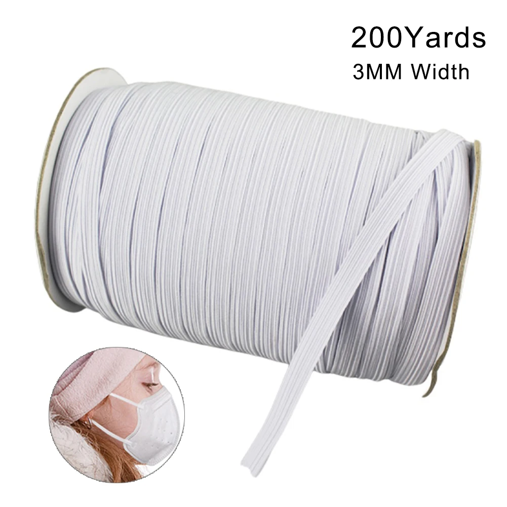 

Плетеные эластичные ленты «сделай сам», шнур, вязаная лента, белый и черный, 200 ярдов, 3/5/6 мм, эластичные ленты для одежды, Швейные аксессуары