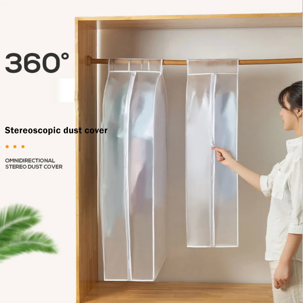

Dustproof Clothing Covers PEVA Transparent Coat Protector Wardrobe Suit Hanging Garment Bag Anti-low Temperature Foldable