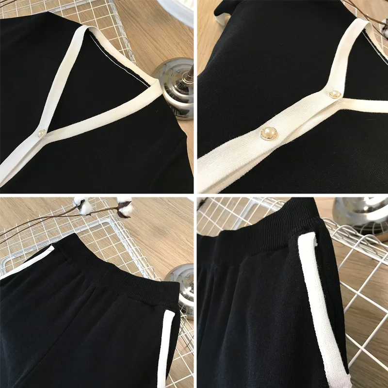 Весенний женский шикарный вязаный свитер брючный костюм для женщин комплект из