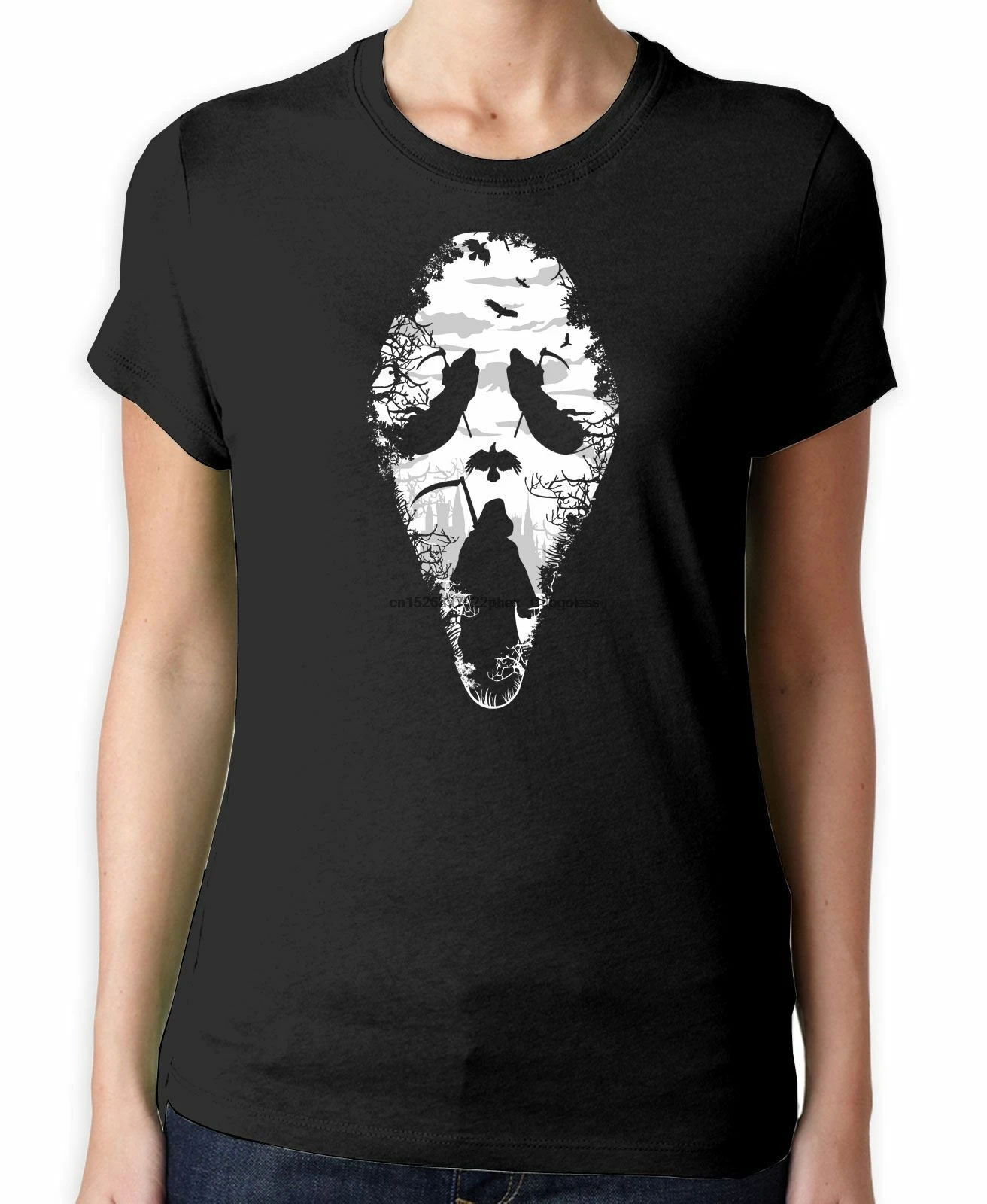 Женская футболка Grim Reaper Cry Хэллоуин готический ужас|Мужские футболки| |