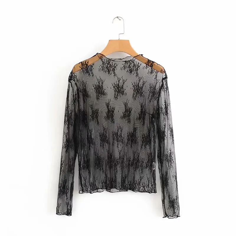 Новинка 2020 женская сексуальная прозрачная блуза с длинным рукавом в сеточку