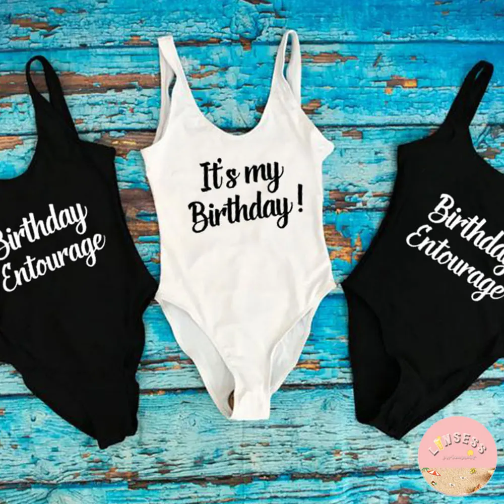 С надписью It's My Birthday купальник окружения купальные костюмы Squad Bachorette пляжные