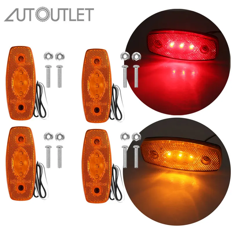 

AUTOUTLET 4Pcs 12V/24V LED Side Marker Lights For Car Trailer Truck Lorry Van White/ Yellow/ Red Color Lamp Light