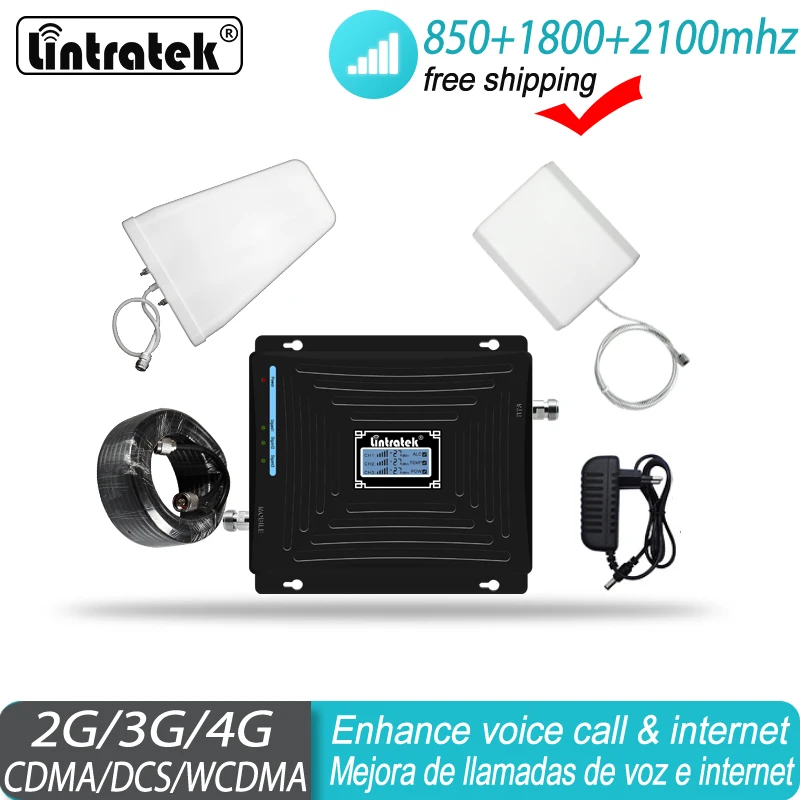 Усилитель сигнала Lintratek 850 1800 2100 МГц сотовый телефон ALC 2G 3G 4G GSM звонки WCDMA LTE