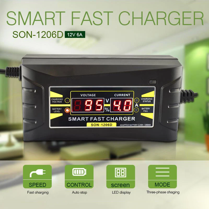 12V 6A EU/US 110 240V AC вход Автоматическая умная батарея зарядное устройство десульфатор