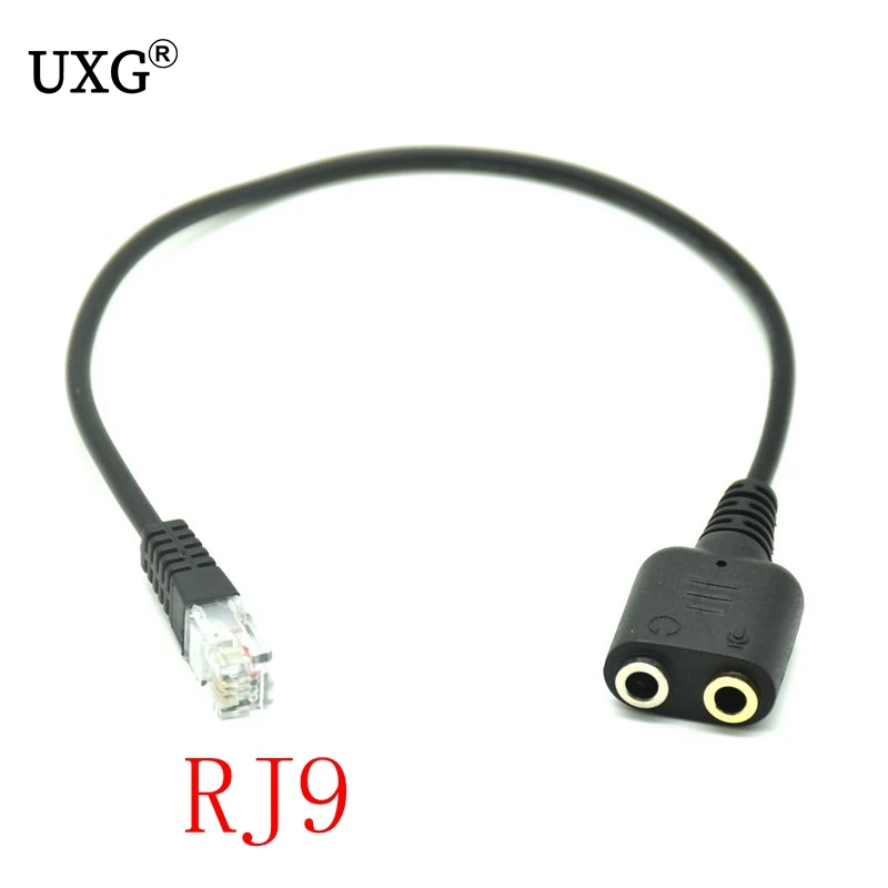 

New 1PC 25cm Dual 3.5mm Audio Jack Female to Male RJ9 Plug Adapter Convertor Cable PC Computer Headset Telephone Using