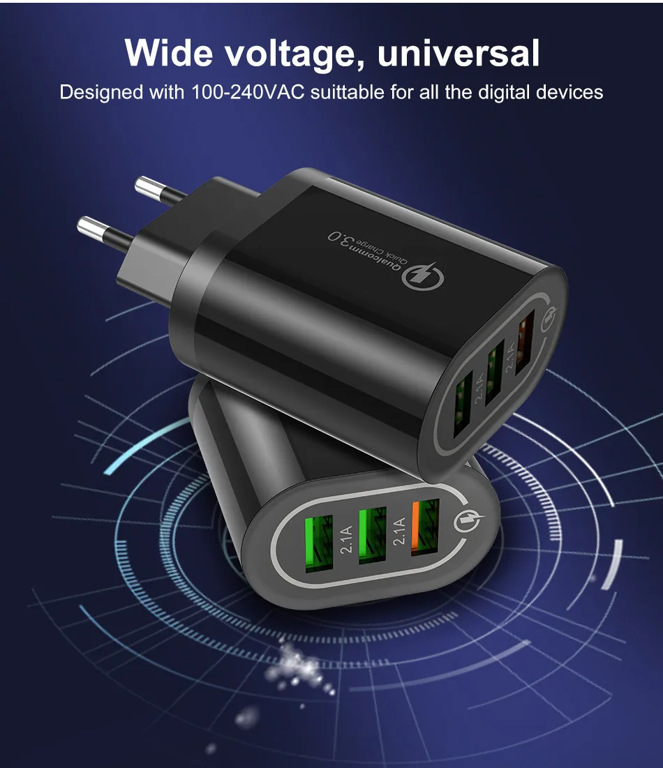 Быстрая зарядка 3 0 USB зарядное устройство для телефона Samsung S8 S9 Xiaomi mi 8 Huawei быстрая
