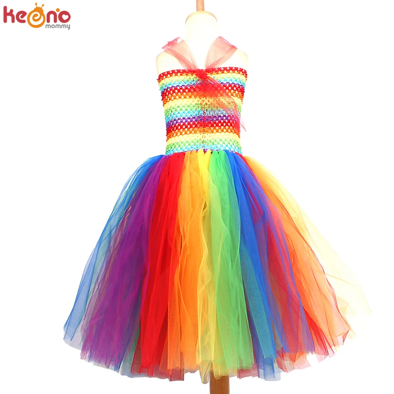 Платье пачка для девочек радужного цирка клоуна Детский костюм хэллоуивечерние