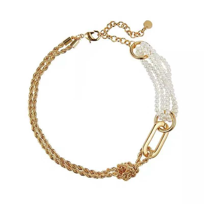 Многослойное ожерелье с искусственным жемчугом романтическое колье в стиле панк