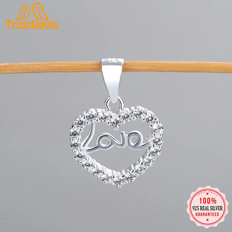 

TrustDavis Настоящее серебро 925 пробы индивидуальная Мода Милое Сердце CZ Очаровательная подвеска ручной работы DIY аксессуары Изящные Ювелирные ...