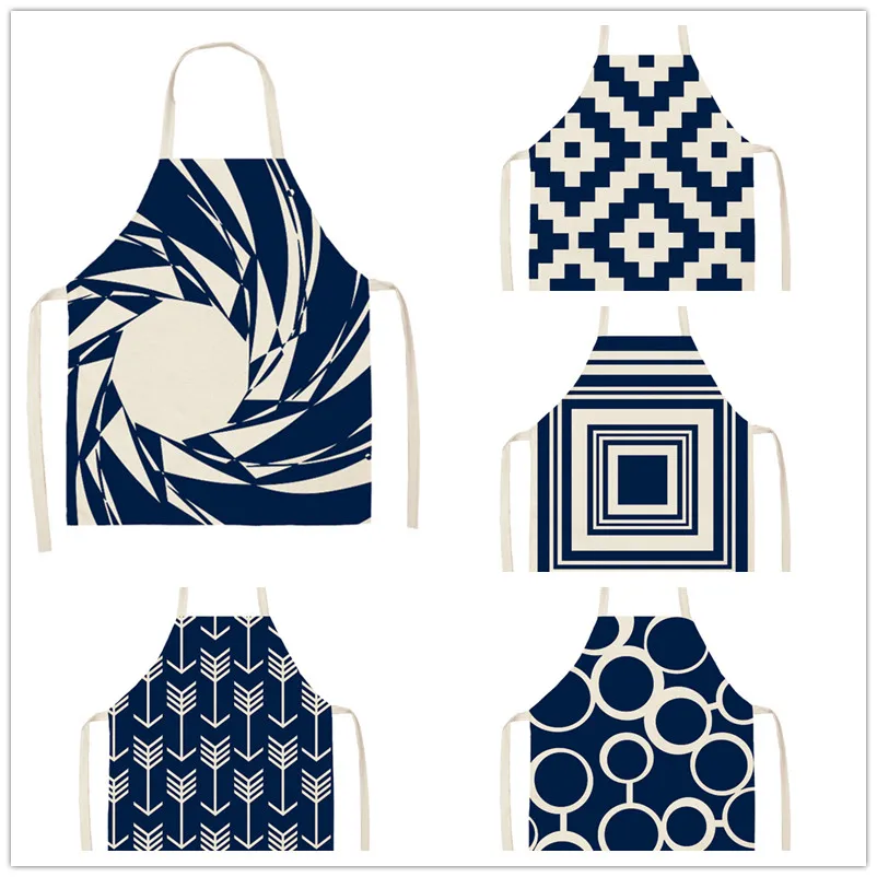 Нагрудники из хлопка и льна с геометрическим рисунком 53*65 см 1 шт. | Дом сад