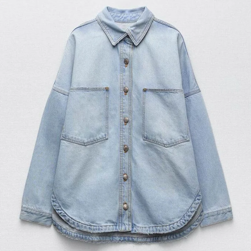 

Jean Jacket Women Oversized Coat Solid Casual Oversized Outerwear Woman All Match Winter Jacket Chic Tops Fashion Streetwear