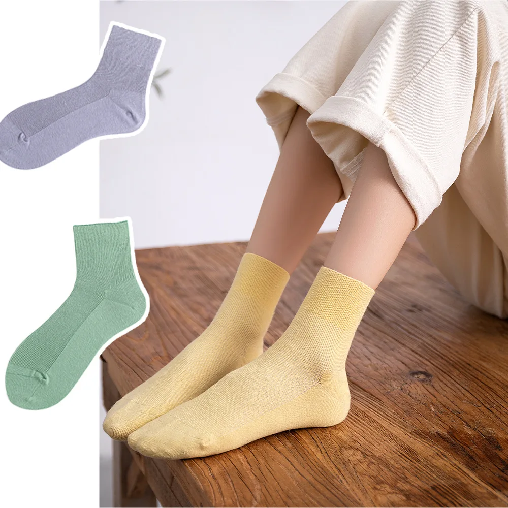 10 Pairs autumn and winter new plain color women's socks ladies socks comfortable cotton socks socks women winter