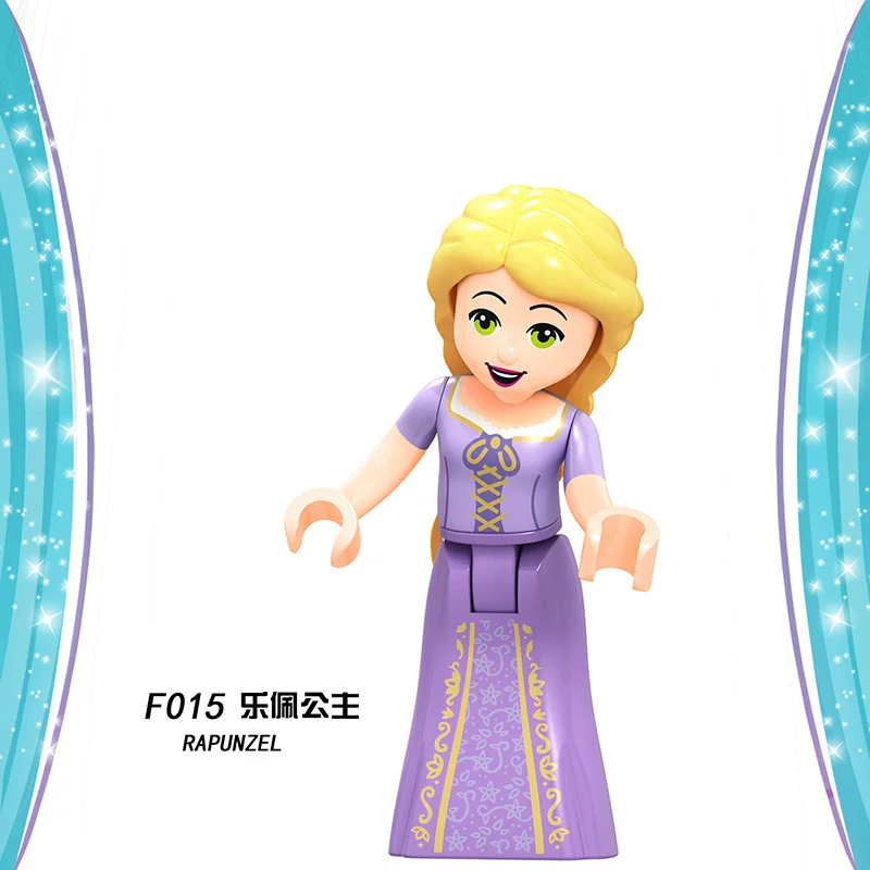 F015 Сказочная принцесса город серия Золушка белый снег Кукла Эльза Playmobil Строительные блоки Друзья игрушки кирпичи для детей девочек - Цвет: F015
