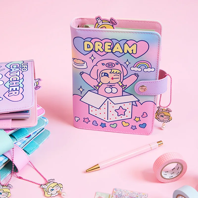 Тетрадь и журнал Kawaii A6 милый блокнот с 6 кольцами симпатичная спиральная тетрадь