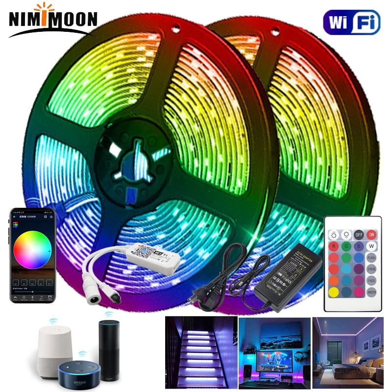 WiFi умная Светодиодная лента светильник s совместим с Alexa Google Home RGB 2835 5050 5 м 10 App
