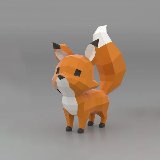 Мультяшная лиса 3D бумажная модель сделай сам Мультяшные животные Бумажная