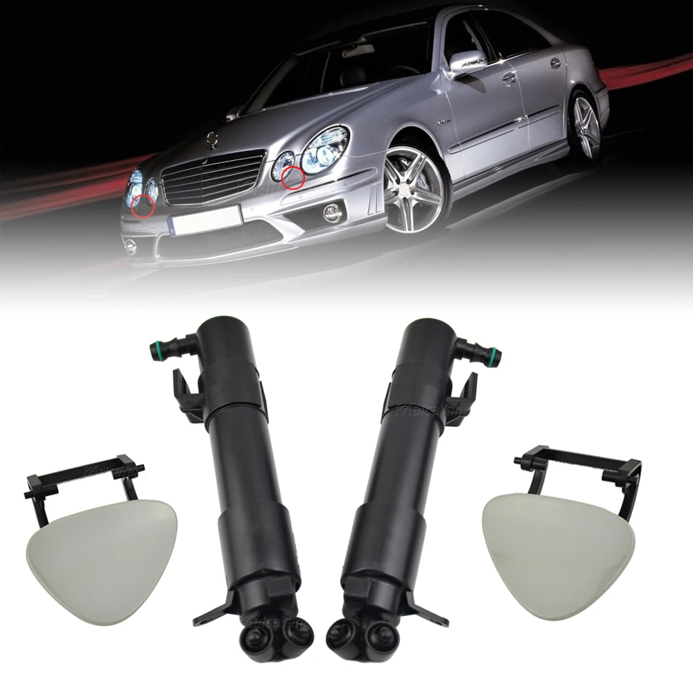 

4PCS/SET Car Front Left&Right Headlight Washer Nozzle Actuator& Cover Caps for Mer cedes E320 E350 E550 E63 AMG W211 2007-2009