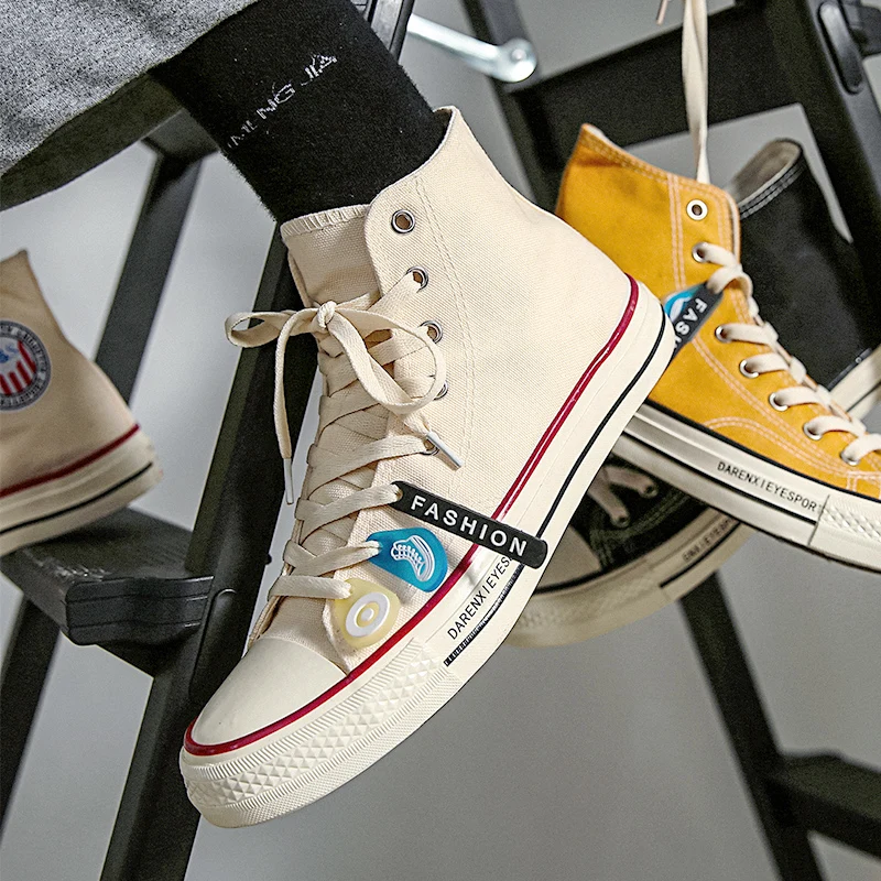 Парусиновая обувь Мужская Осенняя новая Корейская на плоской подошве модная