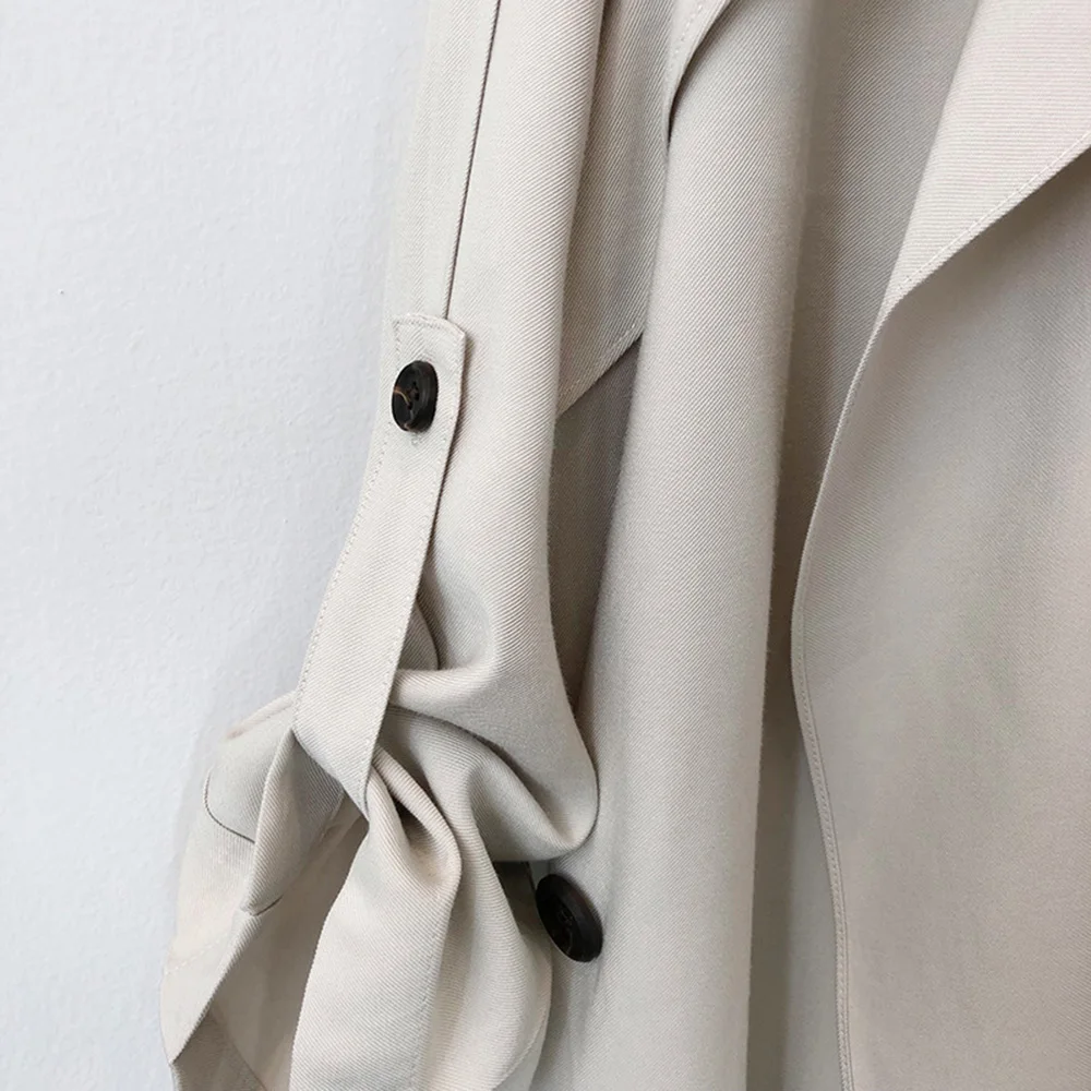 Тренч Женский в стиле оверсайз с длинным рукавом модный офисный шик тонкая