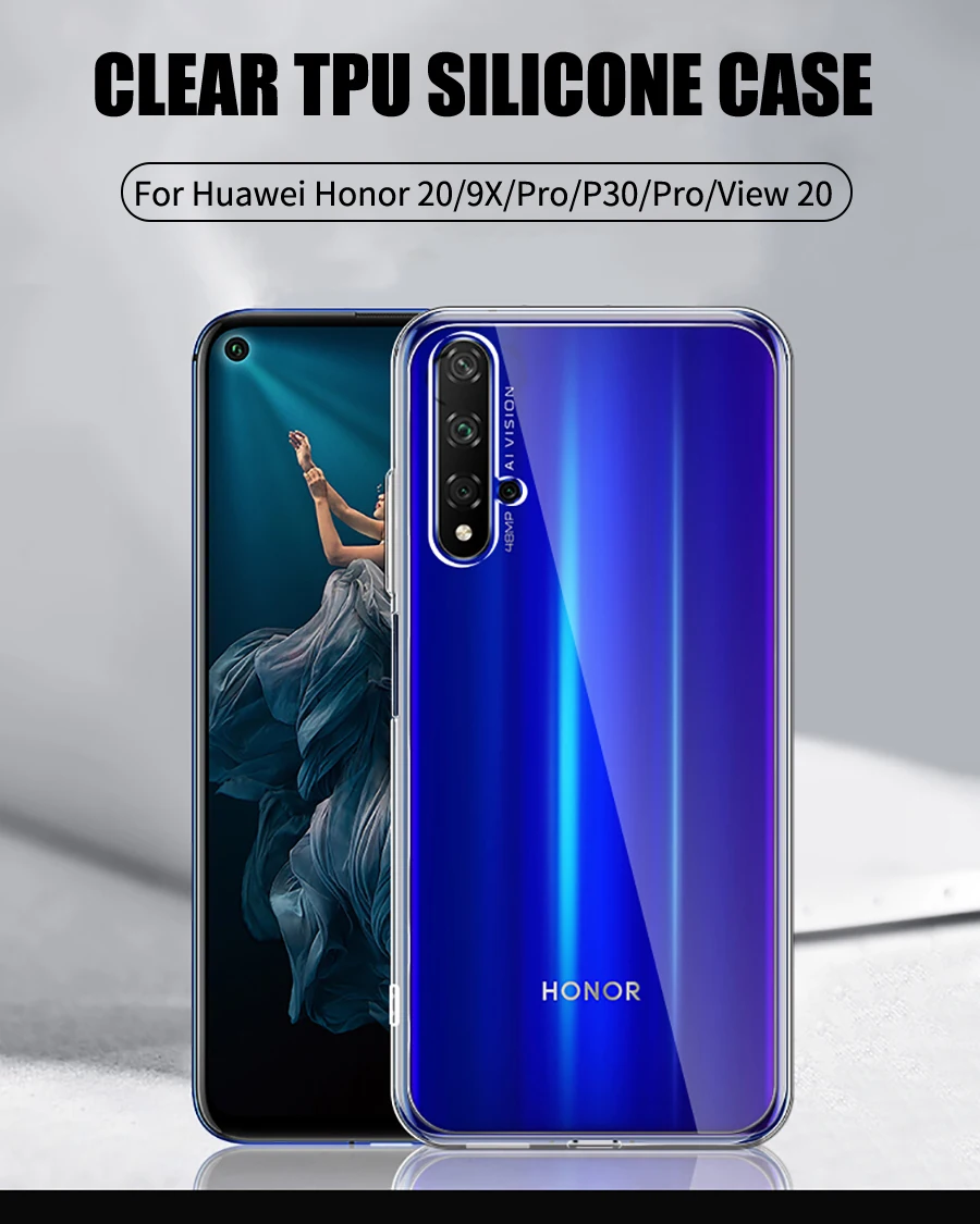 Мягкий прозрачный чехол из ТПУ для huawei P30 Pro Lite силиконовый чехол для huawei Honor 20 9X P20 Nova 5 Pro View 20 прозрачный чехол