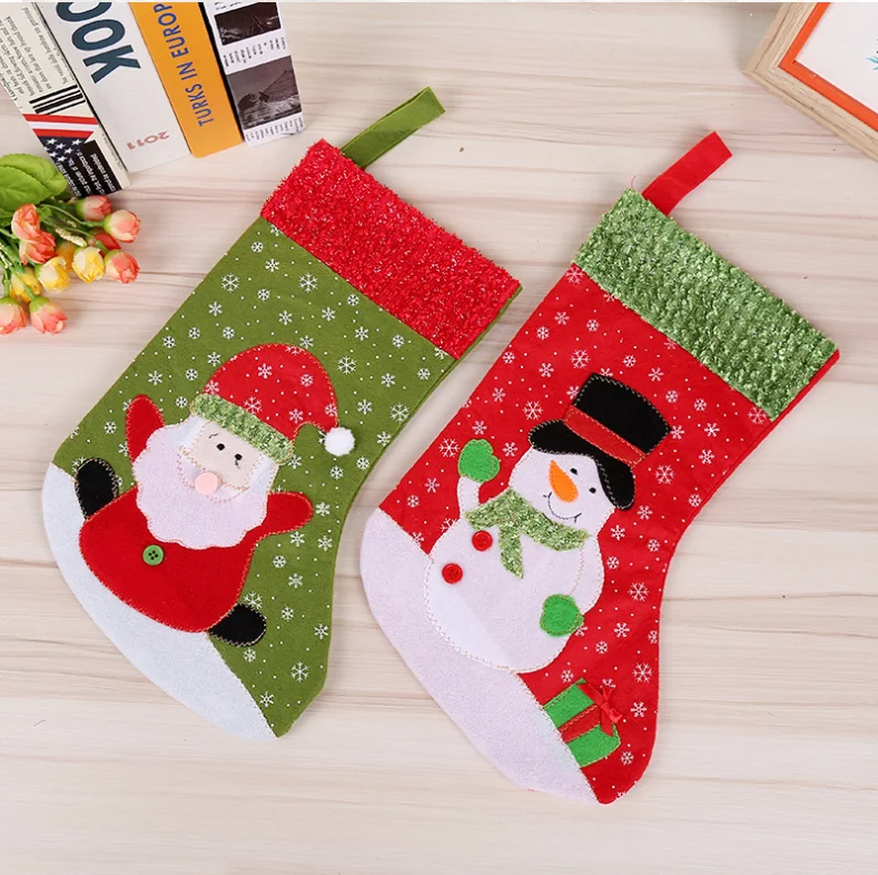 

100PCS/LOT New Year Gift Santa Claus Candy Gift Bags Christmas Stocking For Kid Xmas Tree Hanging Decoration Fireplace Decor