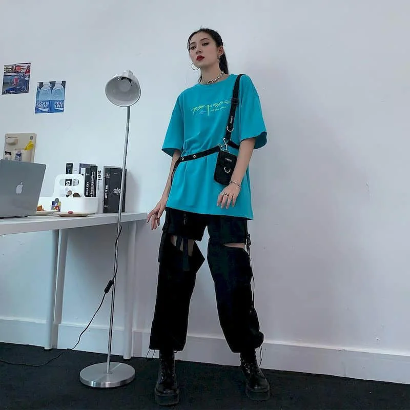 

Women Pants Jogges 2021 Black High Waist Korean Female Loose Casual Detachable Straight Leg Beam Tooling Cargo Long Pants Woman