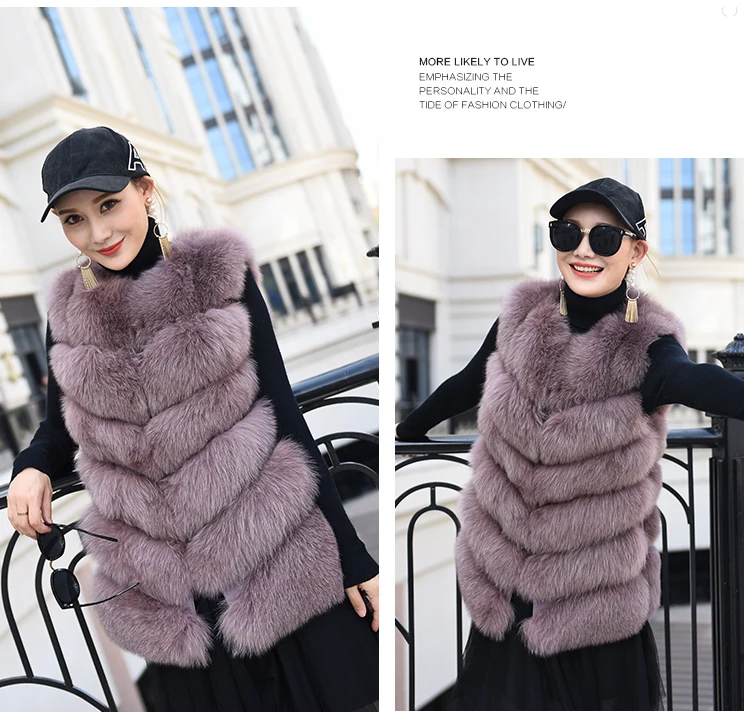 new real natural whole fur six-section fox vest ladies winter long warm fashion vest