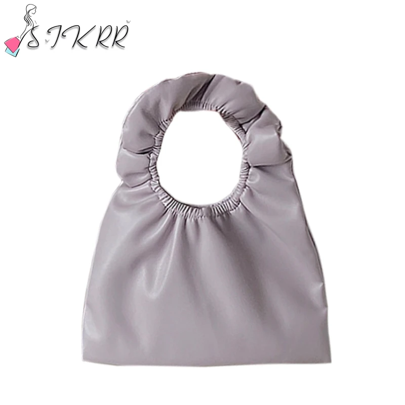 

S.IKRR Cute Desinger Bag Soft Leather Pleated Mini Hand Bags For Women Handbag 2021 Female Branded Fashion Cluth Bags Tote Bag