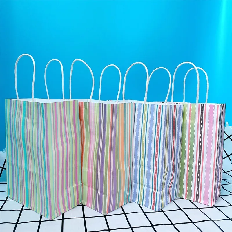 

10PCS Gift Bag Kraft Packaging Handle Paper Storage Bag for Wedding Candy Favor Bag Gift Packing Bag Christmas
