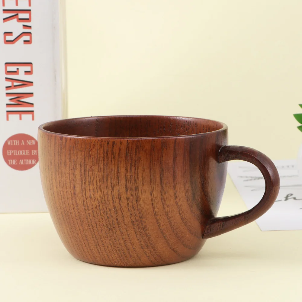 

240ml Wooden Mug with Handle Water Cup Simple Personality Office Coffee Cup