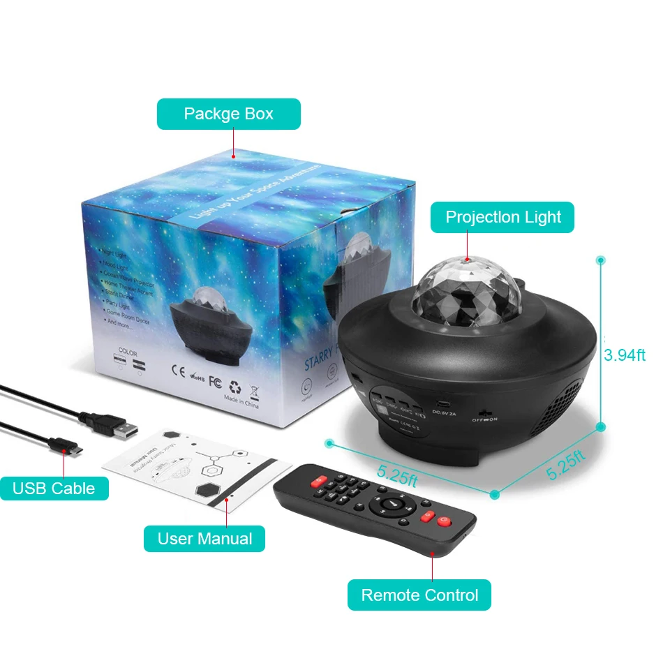 

Colorful Starry Sky Projector Blueteeth USB Voice Control Music Player LED Night Light Romantic Projection Lamp Birthday Gift