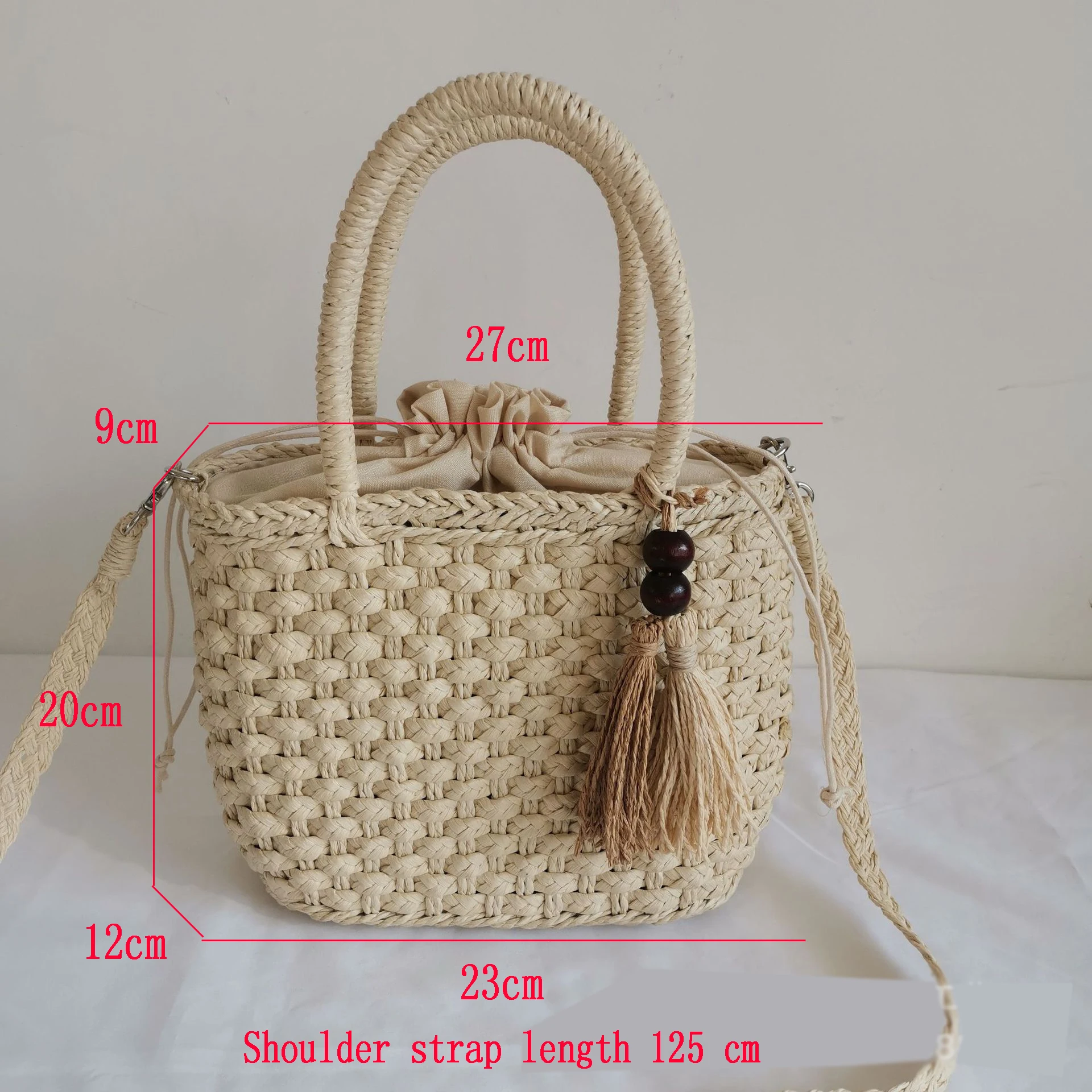 

Casual Tassel Top-handle Bag Ladies Handmade Straw Woven Bags Fashion Solid Color Women Handbag Oval Summer Vacation Beach Bag