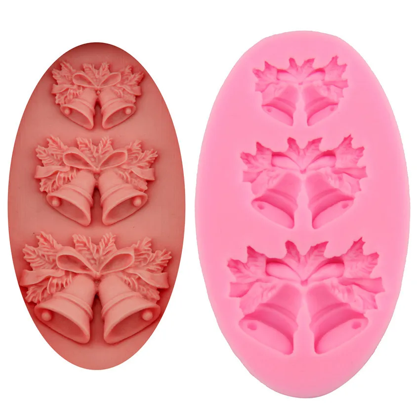 Рождественская серия форма для торта в виде колокольчика силиконовая помадка