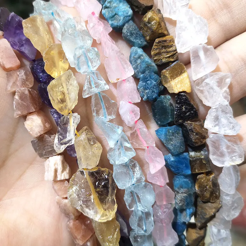 Природными необработанными с украшением в виде кристаллов Камень бисер синий