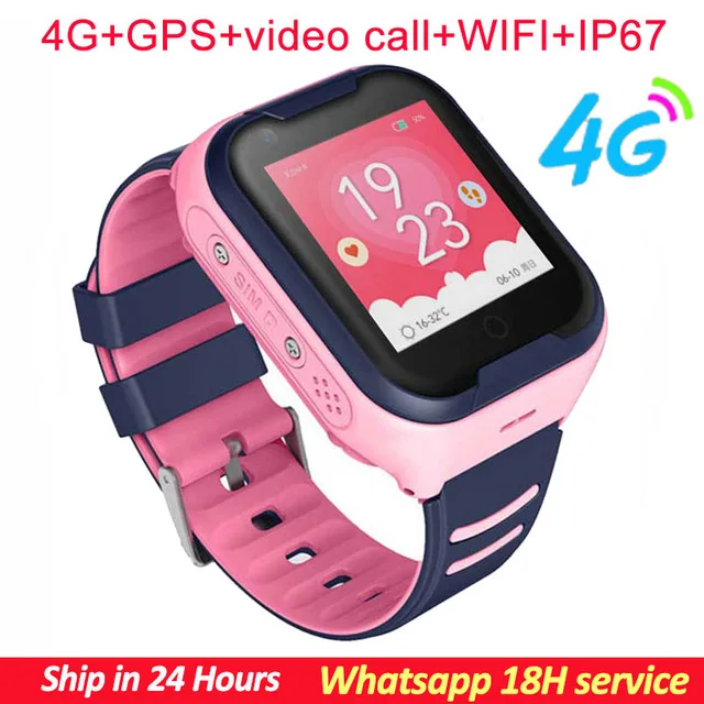 Розовый Детские Смарт-часы Детские 4G Wifi gps трекер детский телефон-часы цифровой SOS Будильник камера телефон часы для детей PK Q90 - Цвет: Розовый