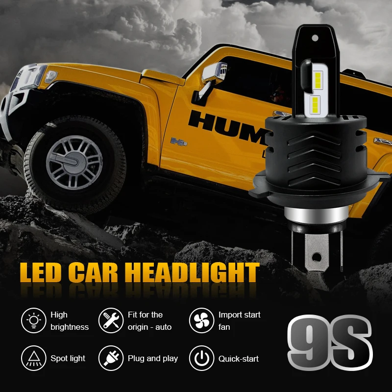 Светодиодные автолампы EURS 9S H4 H7 s H11 H8 HB4 H1 HB3 9005 9006 60 Вт 6000 лм|Передние LED-фары для