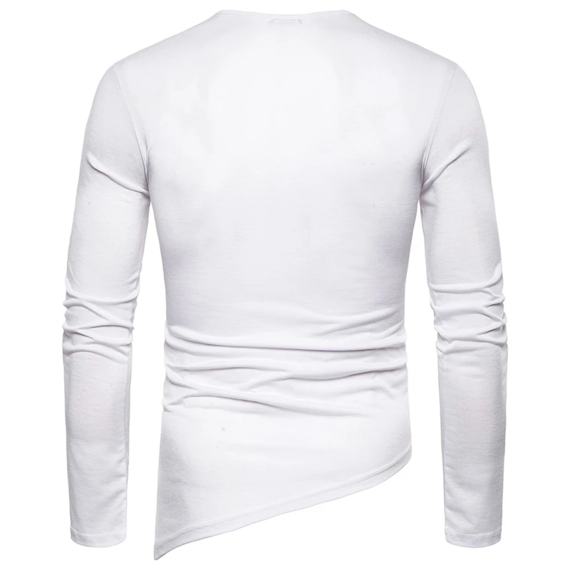 

Men's Trend Slim Tether Round Neck Solid Color Long Sleeve Shirt