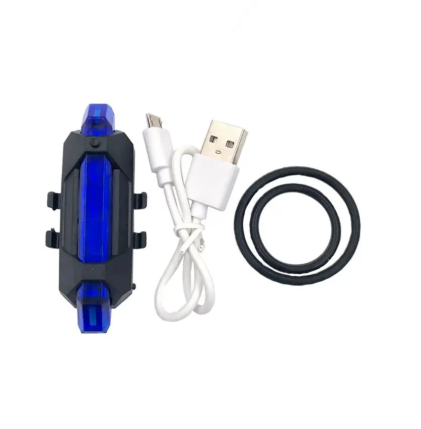 4 режима USB Перезаряжаемый велосипедный светильник 3 светодиодный головной передний задний фонарь с клипсой Аксессуары для велосипеда - Цвет: Blue light
