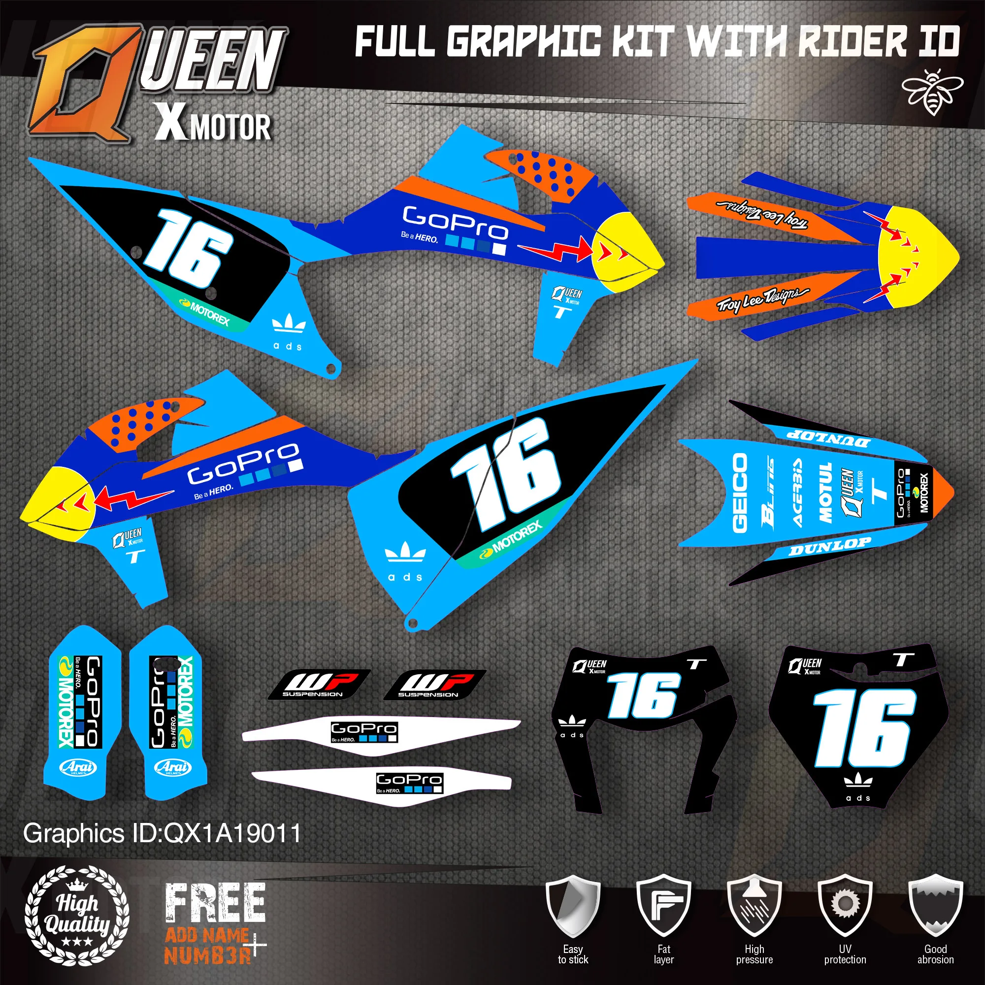 

QUEEN X MOTOR Custom Team графические наклейки, Набор наклеек для KTM 2019 2020 SX SXF , 2020 2021 EXC Φ 011